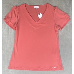Calvin‎ Klein Shirt Womens S Orange Career Boss Babe Finance Luxury Work Wear